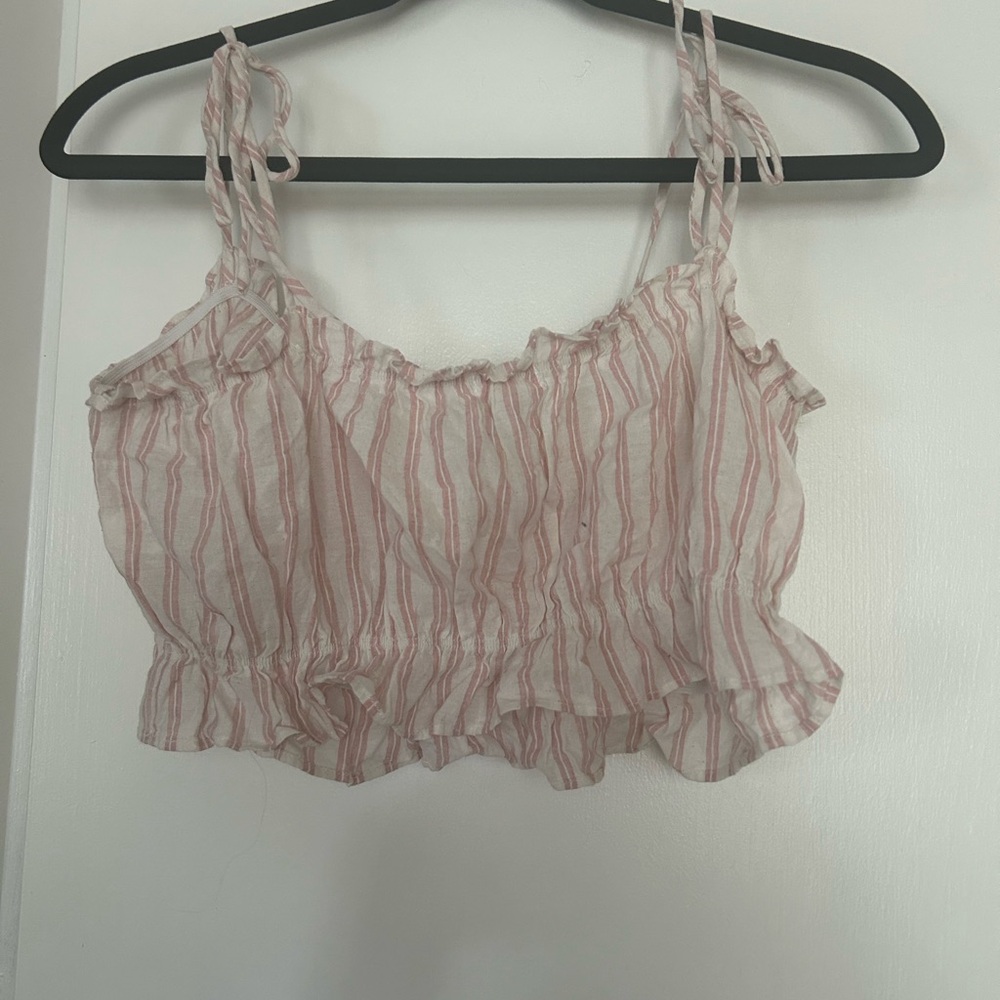 Pink and white striped top